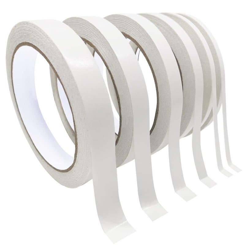 SmaringWing Double Sided Tape for Crafts, 6 Rolls Multi-Size Double-Sided Adhesive Tape for Arts, Photography, Gift Box, Scrapbooking, Card Making, Paper Backing - Image 1